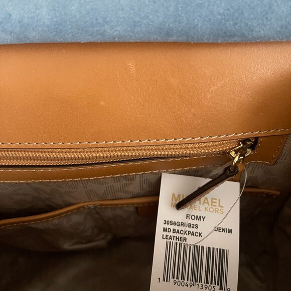 Michael Kors Romy Medium Blue Suede Backpack - Picture 11 of 12